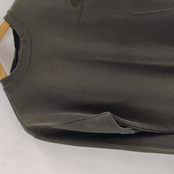 Carhartt Green Size Small Mens Pullover Sweatshirt Distressed Collar - Picture 2 of 11